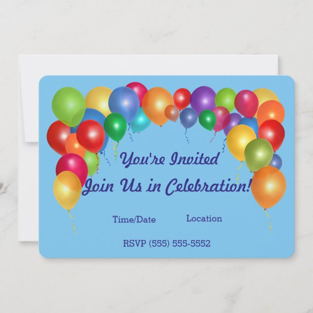 Balloon Celebration Invitation (Front)