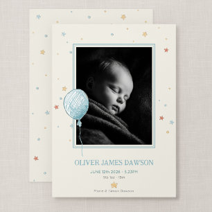 Balloon Daydream Birth Announcement 5x7 Photo Card