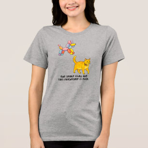 Balloon Dog and Cat Illustration Tri-Blend Shirt