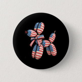 Balloon Dog Balloon Twisting 4th of July American 6 Cm Round Badge