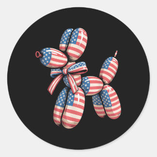 Balloon Dog Balloon Twisting 4th of July American Classic Round Sticker