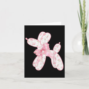 Balloon Dog Floral Pink Coquette Bow Women Kids Do Card
