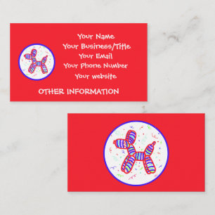 Balloon Dog Party Bright Red Business Cards