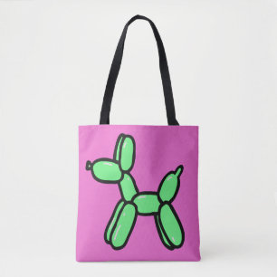 Balloon Dog Tote Bag in Pink and Green