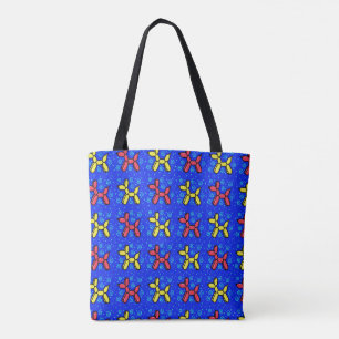 Balloon Dogs Tote in Blue, Red, Yellow and Teal Bag