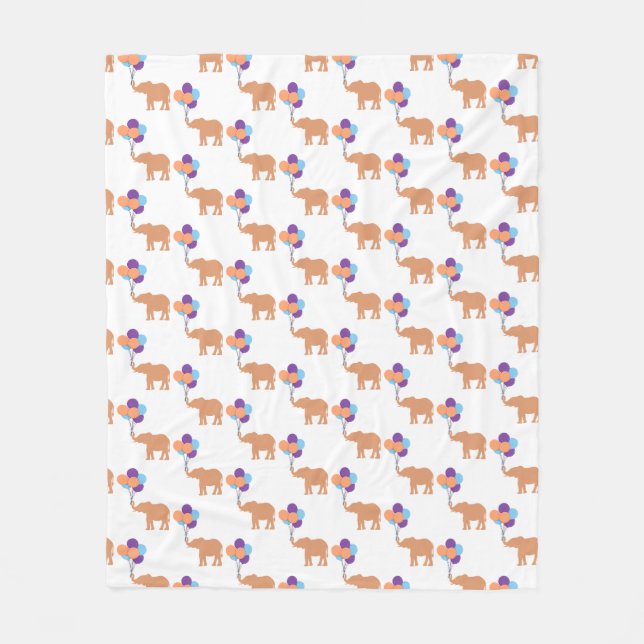 Balloon Elephant Fleece Blanket (Front)