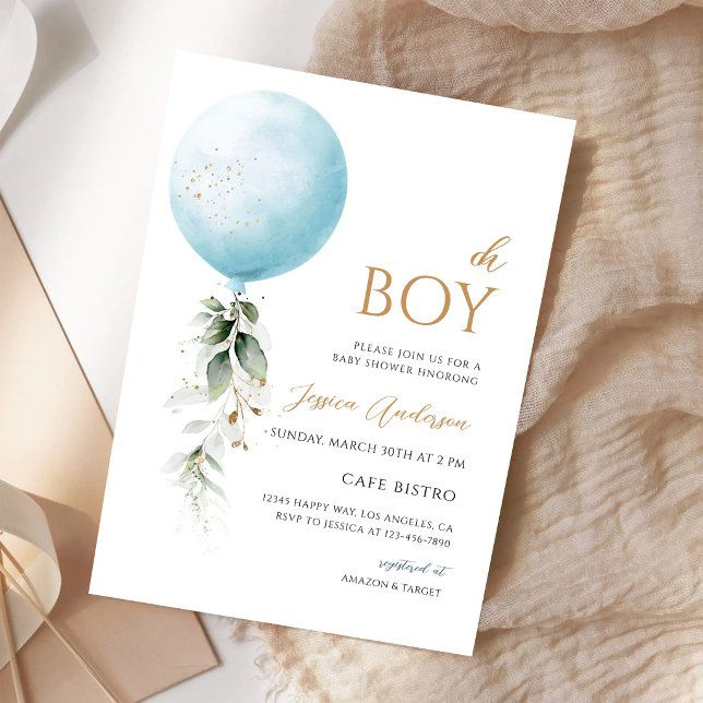 Balloon Eucalyptus Baby Shower Invitation (Creator Uploaded)