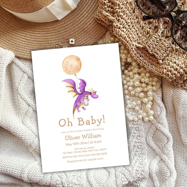 Balloon Fairytale Dragon Bottle Baby Shower   Invitation (Balloon Fairytale Dragon Bottle Baby Shower Invitation)