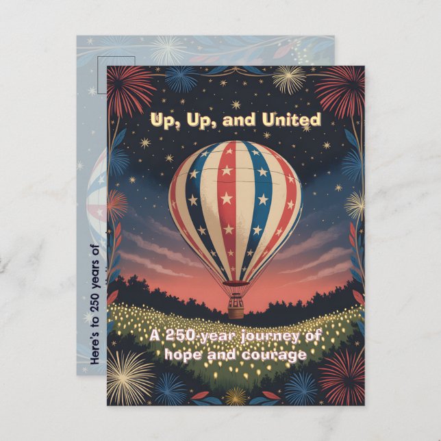 Balloon Fireworks 1776–2026 Backyard Party Invite! Postcard (Front/Back)