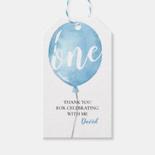 Balloon First Birthday Boy Thank You Tag