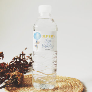 Balloon Floral  Boy Water Bottle Label