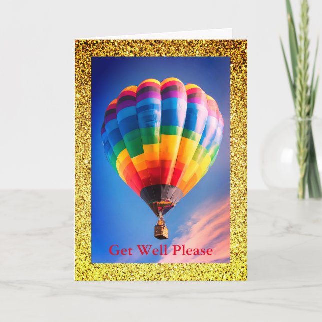 Balloon Get Well , 5" x 7" Folded Get Well Card (Front)