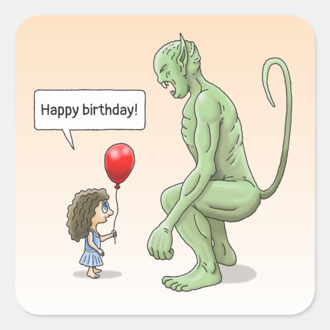 Balloon Girl and Goblin Square Sticker (Front)