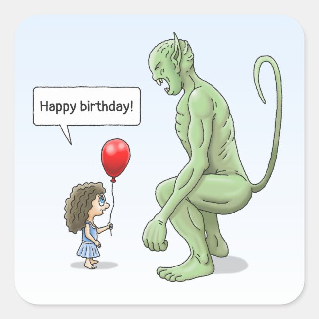 Balloon Girl and Goblin Square Sticker (Front)