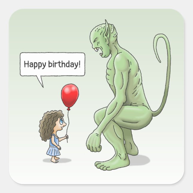 Balloon Girl and Goblin Square Sticker (Front)