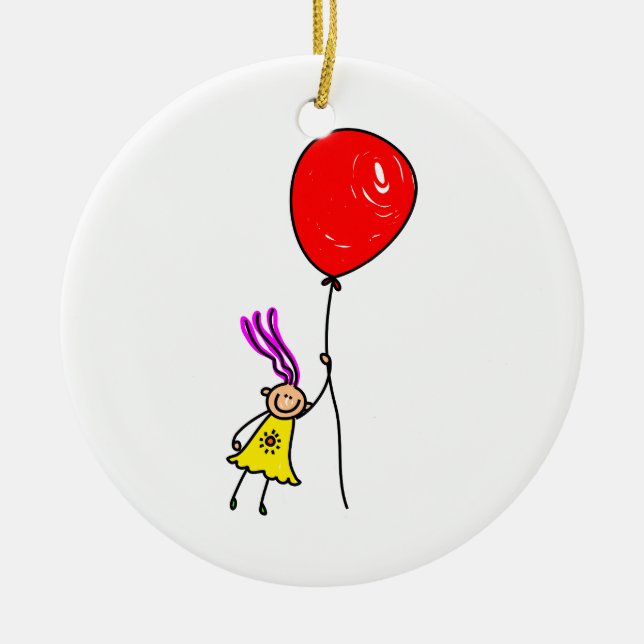 Balloon Girl Ceramic Tree Decoration (Front)