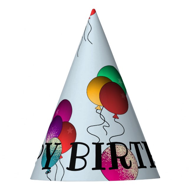 Balloon Happy Birthday Party Hat Colourful Fun (Front)