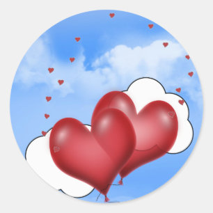 Balloon Hearts With Little Hearts Classic Round Sticker