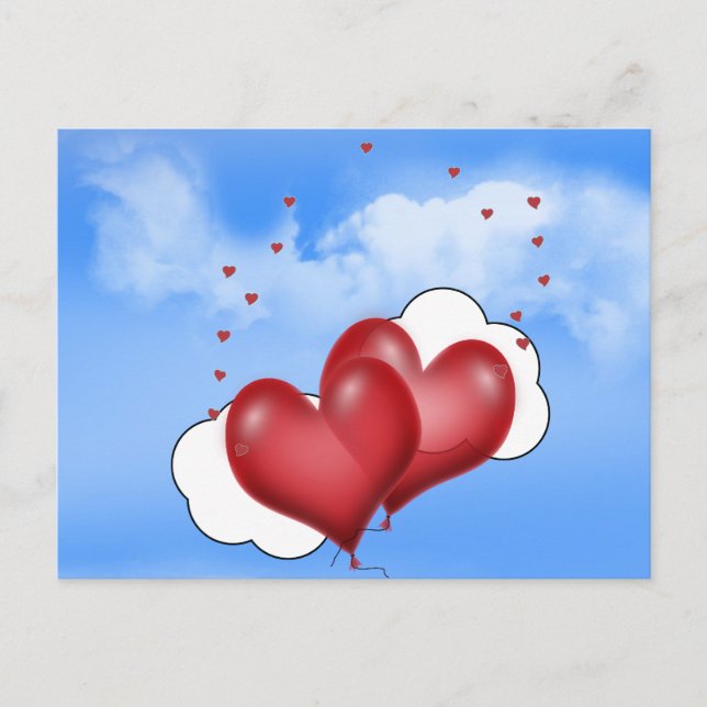 Balloon Hearts With Little Hearts Postcard (Front)