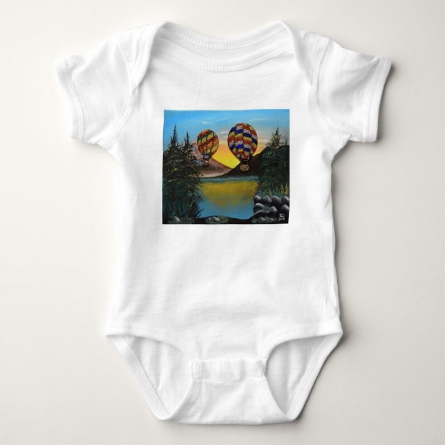  Balloon Hot Air ride over the River RenmaDesign Baby Bodysuit (Front)