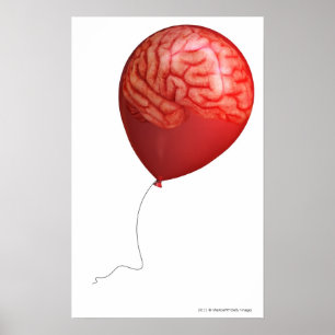Balloon illustration with a superimposed brain poster