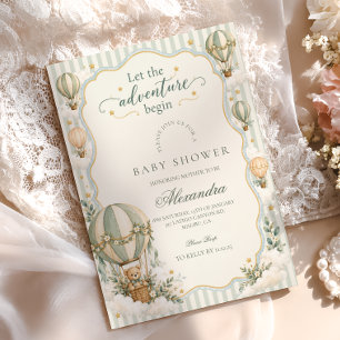 Balloon Let the Adventure Begin Baby Shower Invitation