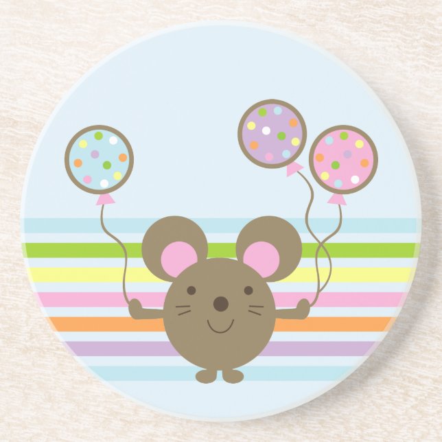 Balloon Mouse Blue Coaster (Front)