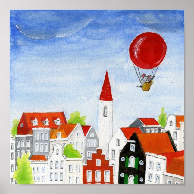 Balloon Mouse & Roofs Poster (Front)