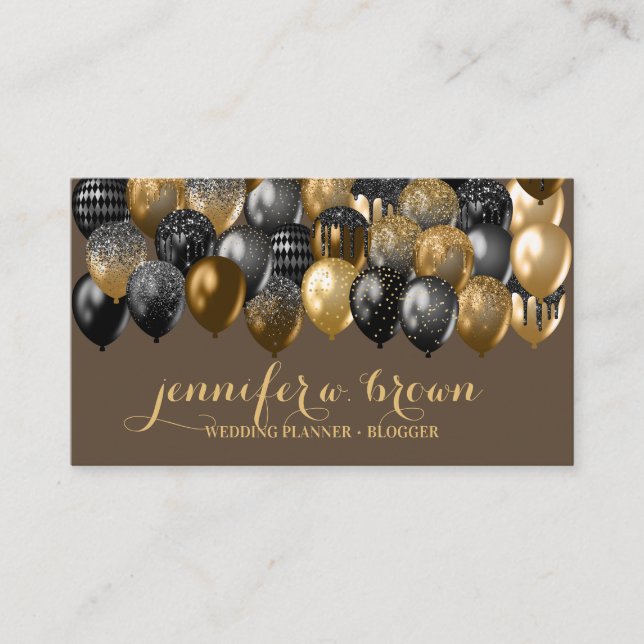 Balloon Party Event Planner Stylish Business Card (Front)