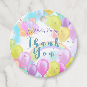 Balloon Pastel Birthday  Favour Tags
