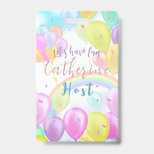 Balloon Pastel Birthday ID Badge