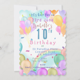 Balloon Pastel Birthday Invitation