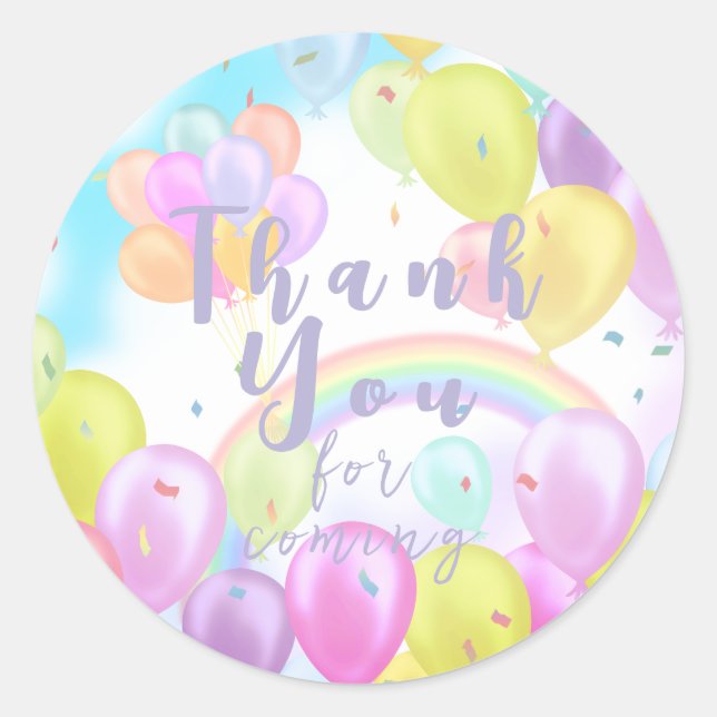 Balloon Pastel Birthday Paper Plates Classic Round Sticker (Front)