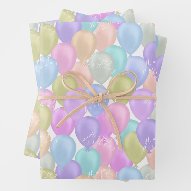 Balloon Pastel Wrapping Paper Sheet (In situ)