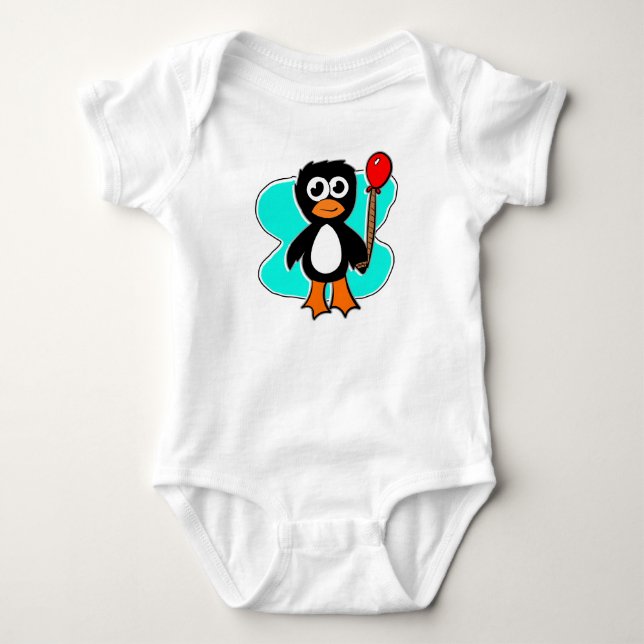 Balloon Penguin Baby Bodysuit (Front)