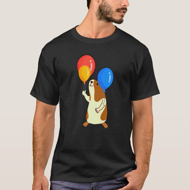 Balloon Pig Graphic Guinea Pig Owner Pet Cavy Anim T-Shirt (Front)
