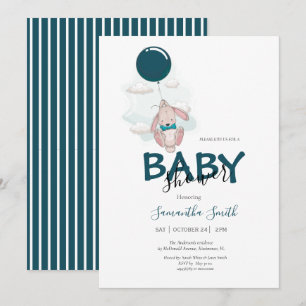 Balloon Rabbit Baby Shower Invitation