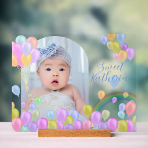Balloon Rainbow Baby Photo Acrylic Sign