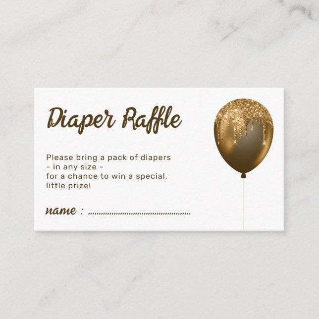 Balloon Sparkle Bronze Party Glitz Diaper Raffles Enclosure Card (Front)
