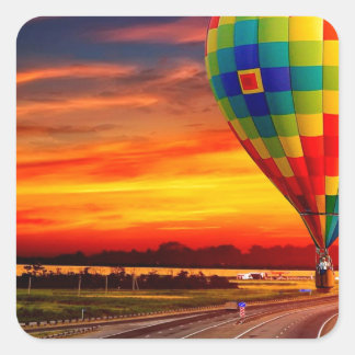 Balloon Sunset Square Sticker
