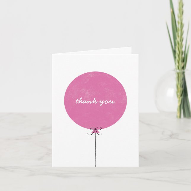 Balloon Thank You Card - Fuchsia (Front)