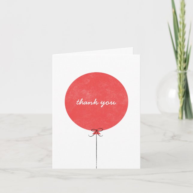 Balloon Thank You Card - Red (Front)