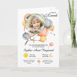 Balloon Theme Child's Funeral Program Programme