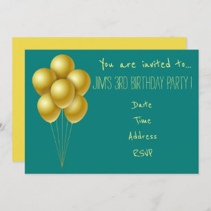 Balloon  toddler young kid birthday party invitation