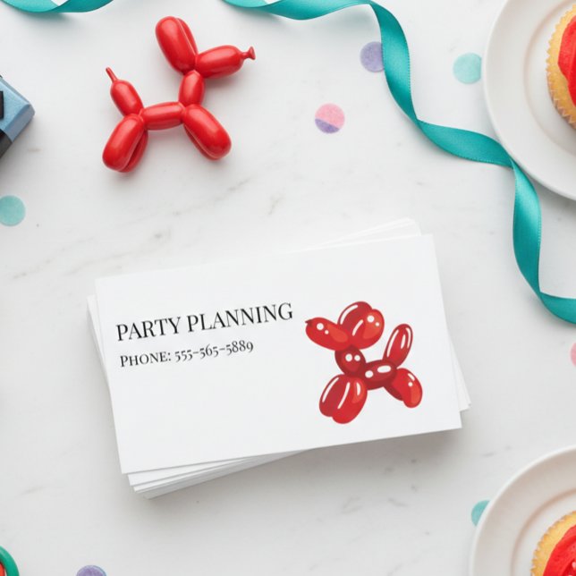 Balloon Toy Dog Party Planner Birthday Business Card (Creator Uploaded)
