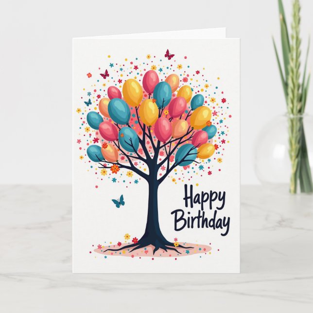 Balloon Tree Birthday Card (Front)