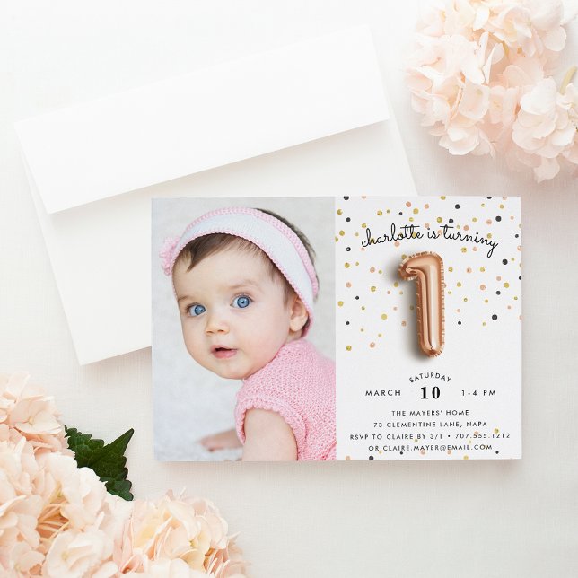 Balloon Type | Photo First Birthday Party Invite (Creator Uploaded)