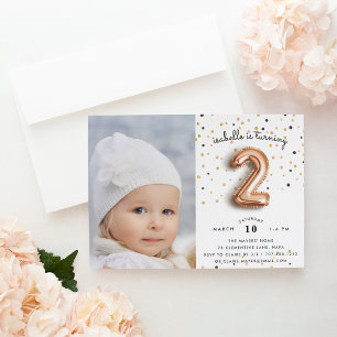 Balloon Type   Photo Second Birthday Party Invite