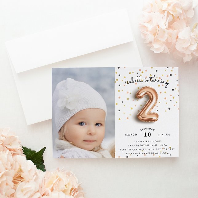 Balloon Type | Photo Second Birthday Party Invite (Creator Uploaded)