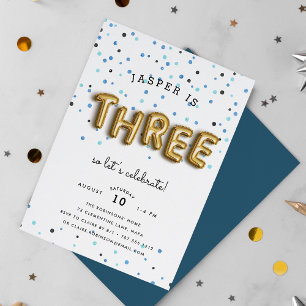 Balloon Type   Third Birthday Party Invitation